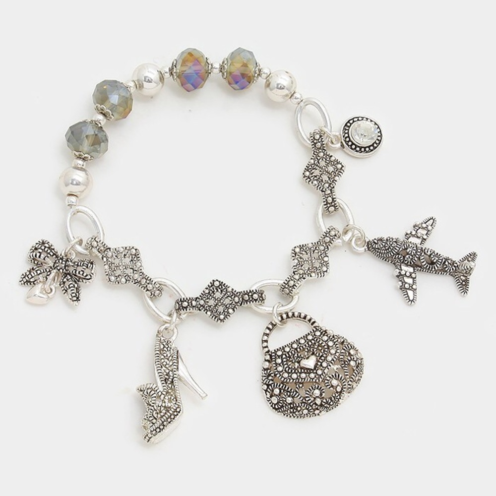 Handbag Bow Plane Shoe Charm Bracelet
